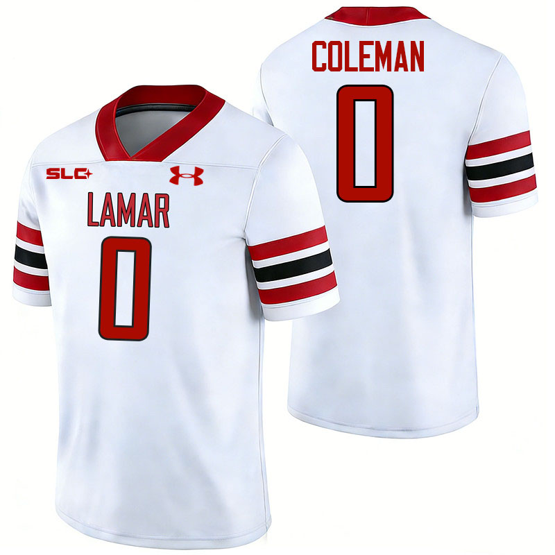 Lamar Cardinals #0 Xavier Coleman College Football Jerseys,Uniforms-White